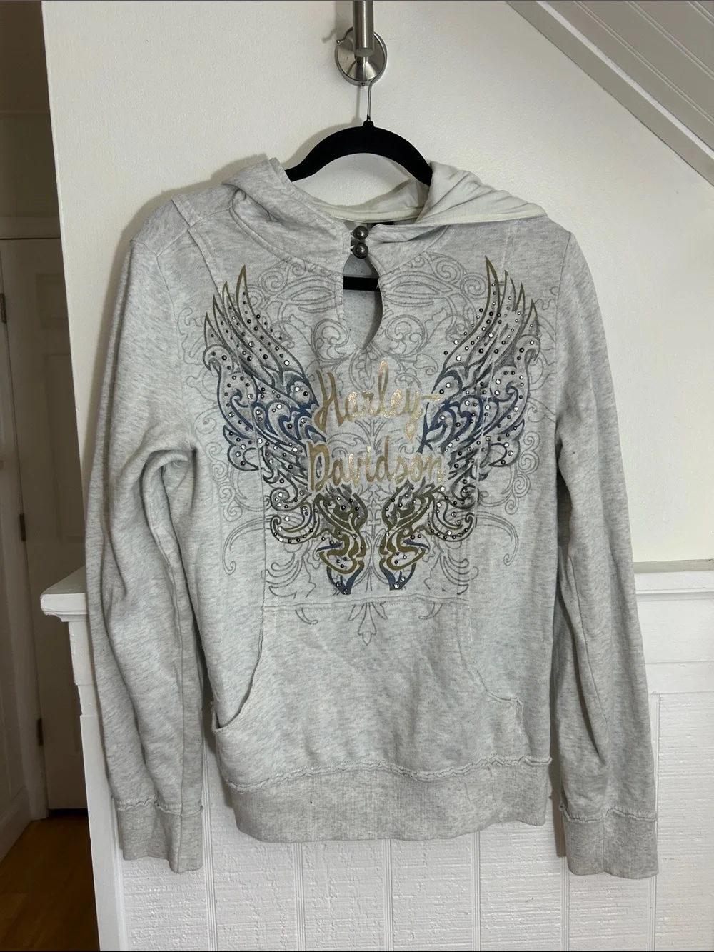 Harley Davidson Logo Hoodie Light Gray, women’s medium